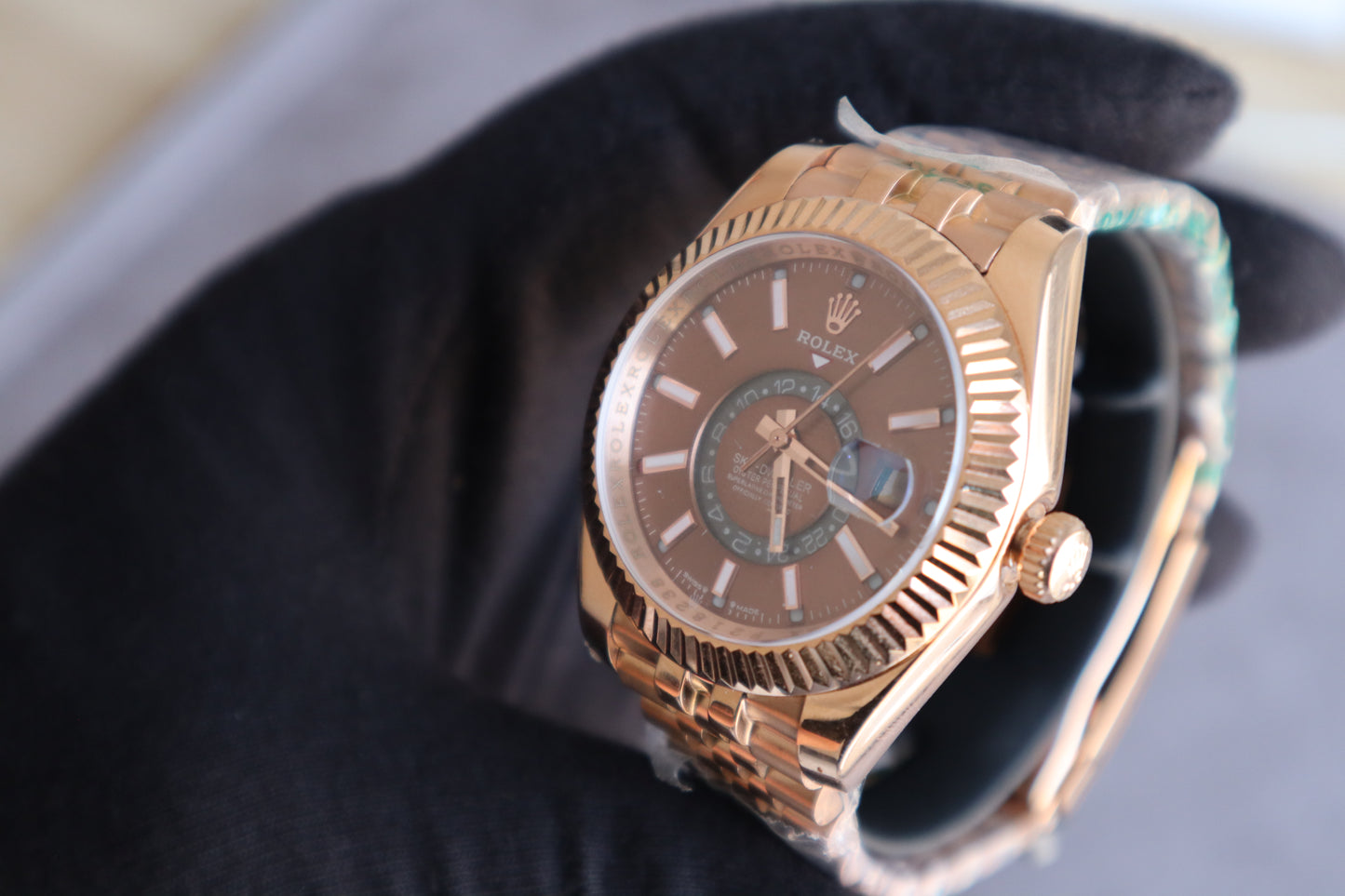 42 mm السعر بالاردني ٣٠٠ دينار رولكس سكاي دولر روز جولد سوبر كواليتي