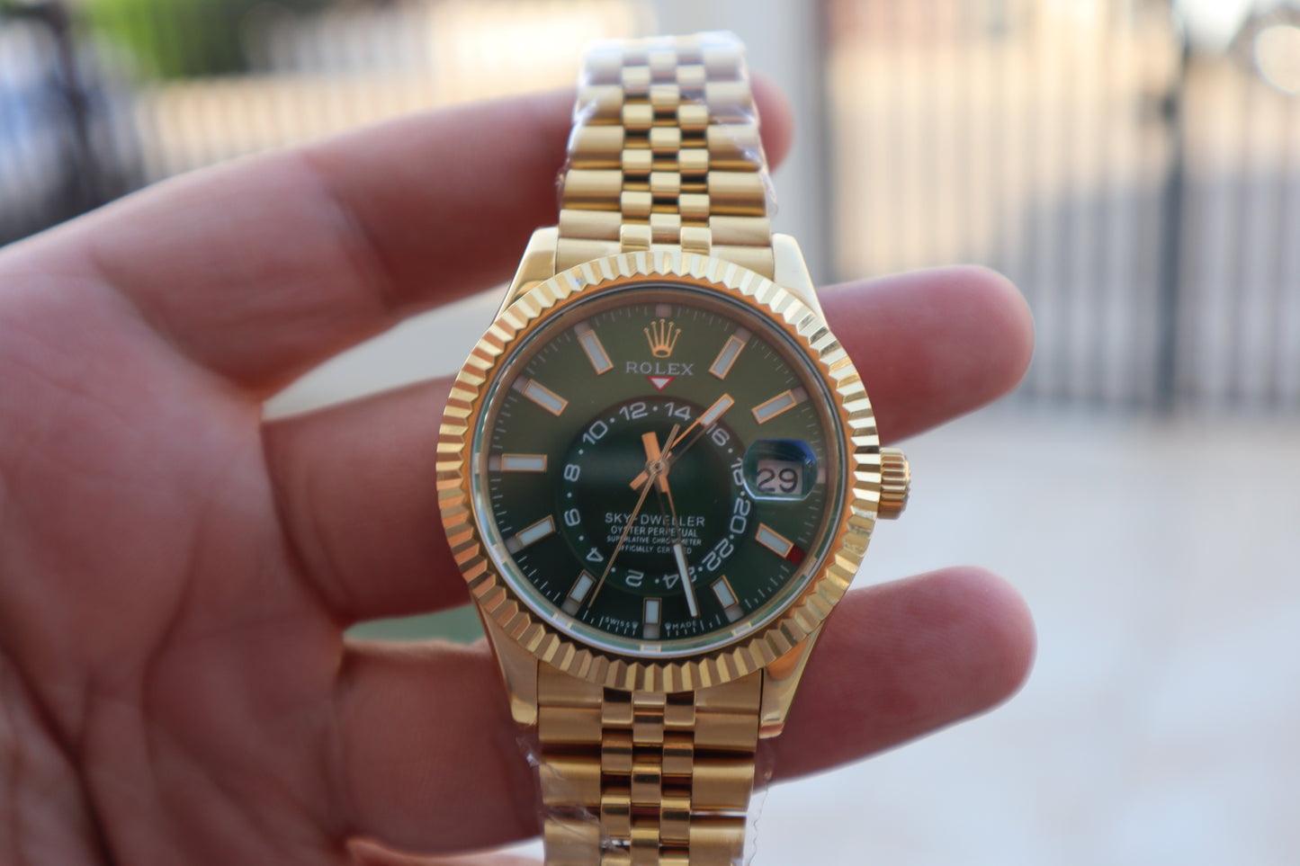 رولكس سكاي دويلر جوبلي فول جولد مينا اخضر - كلين اعلى كوالتي