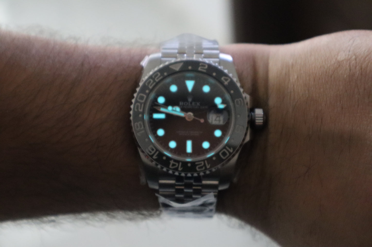 Rolex GMT Bruce Wayne - رولكس جي أم تي بروس وين كلين طبق الأصل ماكينة سويسري