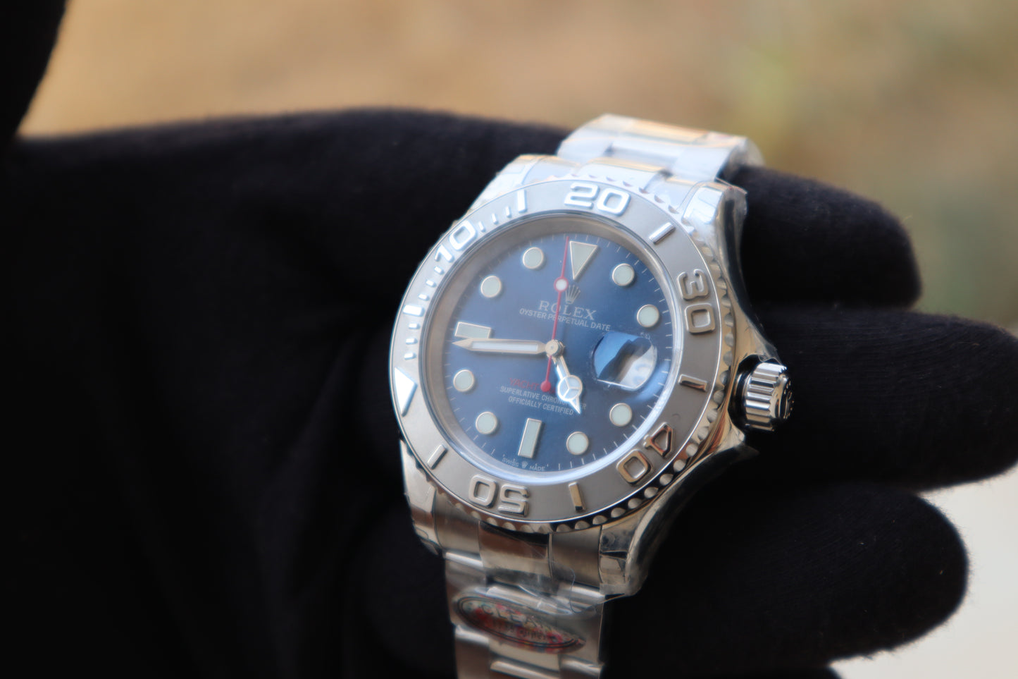 رولكس ياخت ماستر ون بلو دايال - كلين طبق الأصل ماكينة سويسري (السعر بالدينار الأردني 550)