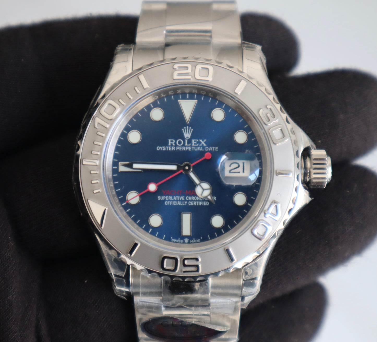 رولكس ياخت ماستر ون بلو دايال - كلين طبق الأصل ماكينة سويسري (السعر بالدينار الأردني 550)