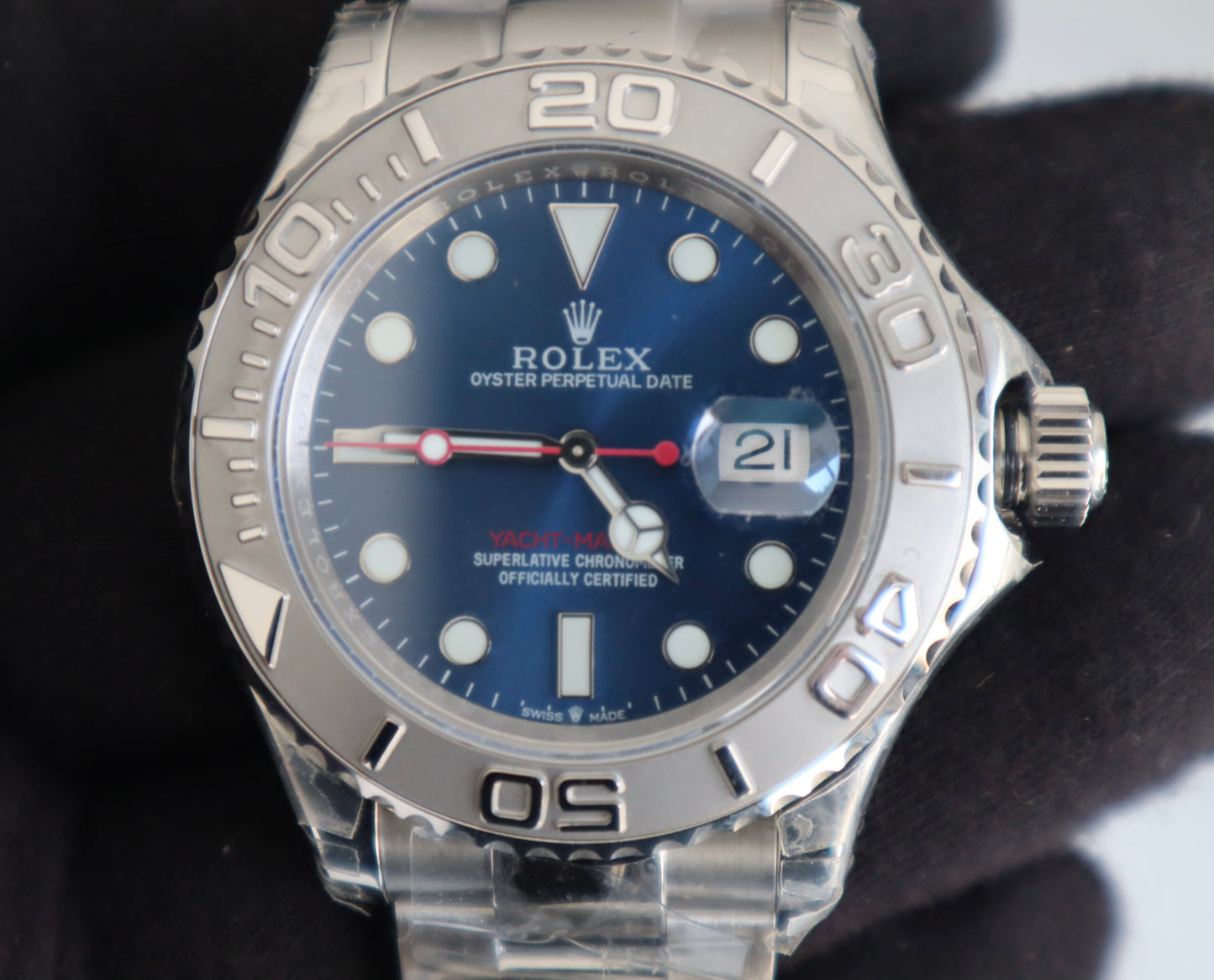 رولكس ياخت ماستر ون بلو دايال - كلين طبق الأصل ماكينة سويسري (السعر بالدينار الأردني 550)