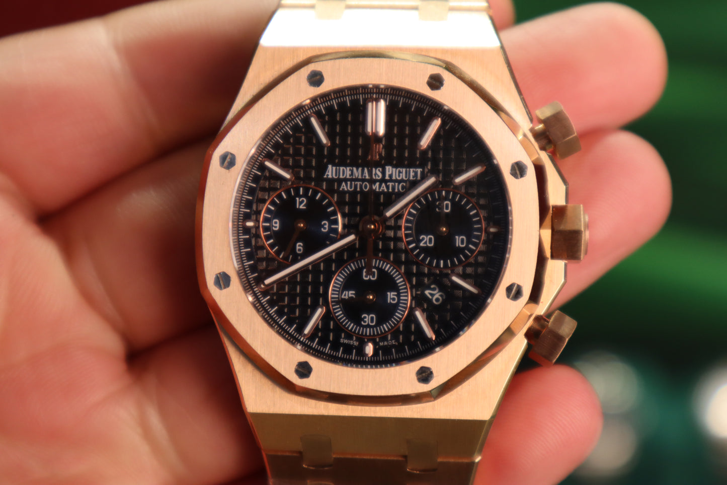 AR ROYAL OAK CHRONOGRAPH - اي بي كرونوجراف روز جولد - حبة نادرة جدا جدا