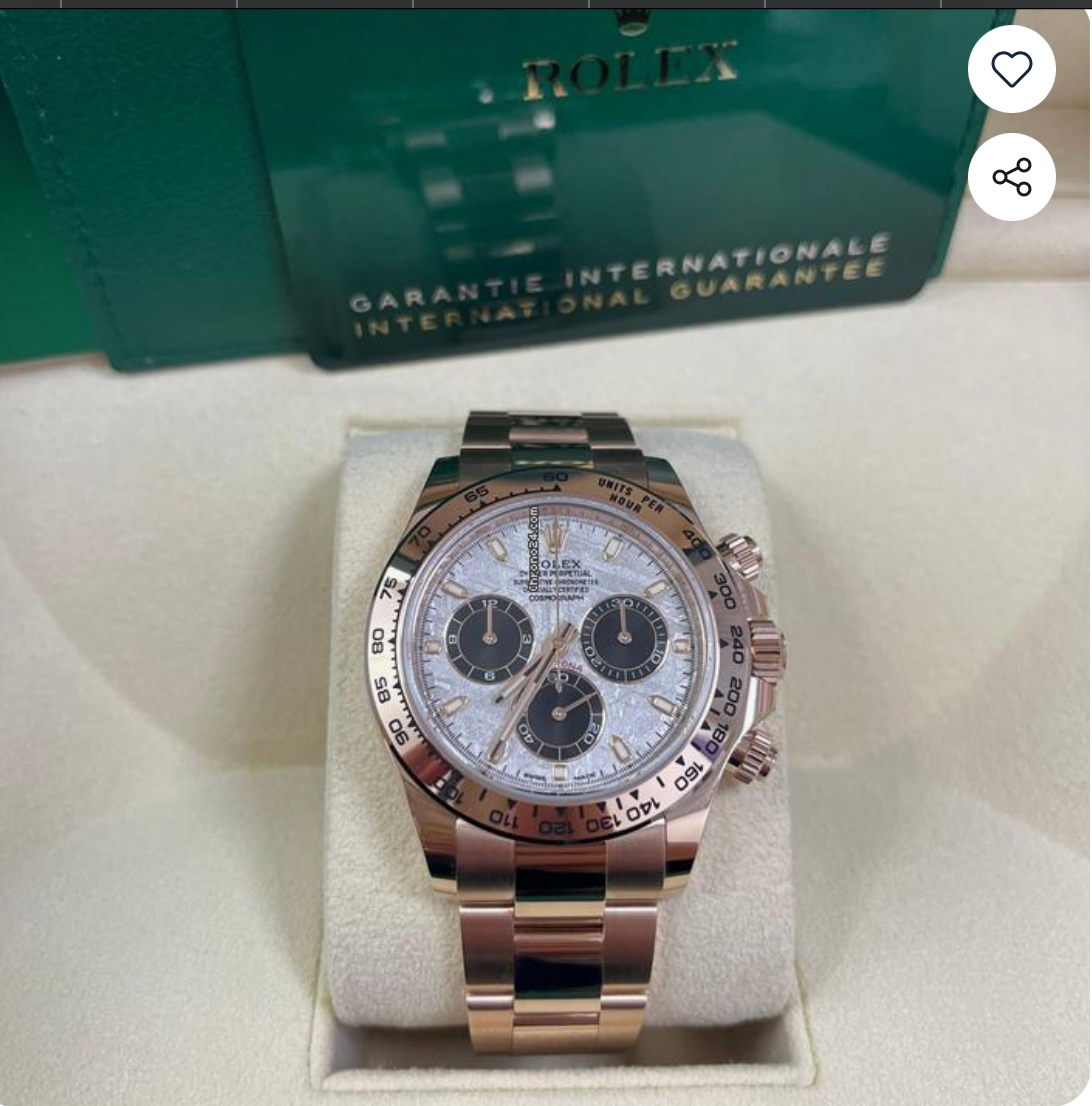 (40 mm) السعر بالدينار الاردني 350 دينار - رولكس دايتونا ماربل روز جولد