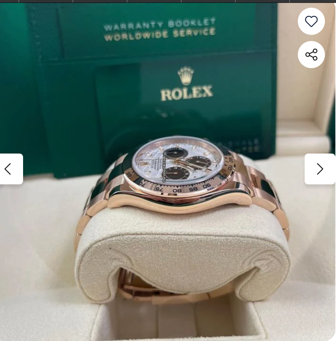 (40 mm) السعر بالدينار الاردني 350 دينار - رولكس دايتونا ماربل روز جولد