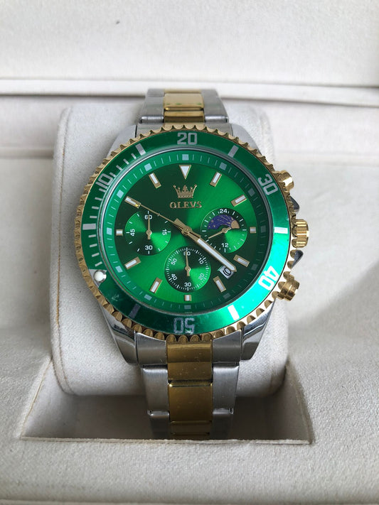 OLEVS WATCH 3  :   ساعة اوليفز اخضر فضي