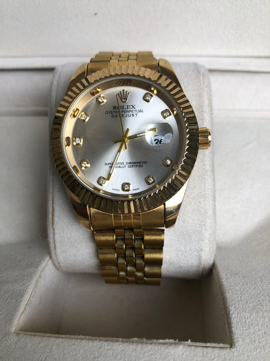 ROLEX WATCH   :  ساعة رولكس داي جست فضي ذهبي