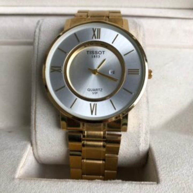 TISSOT WATCH   :  ساعة تيسوت ذهبي ابيض
