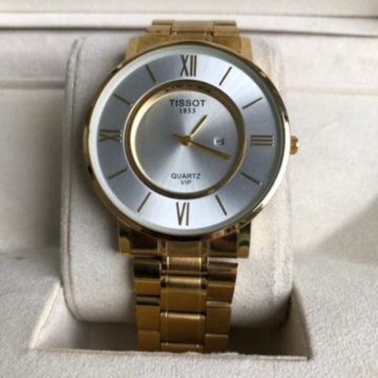 TISSOT WATCH   :  ساعة تيسوت ذهبي ابيض