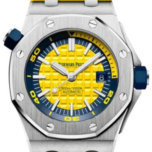 AP offshore 42 mm  - اوف شور كلون طبق الأصل - قطعة واحدةا لون فسفور ستراب راب اصفر