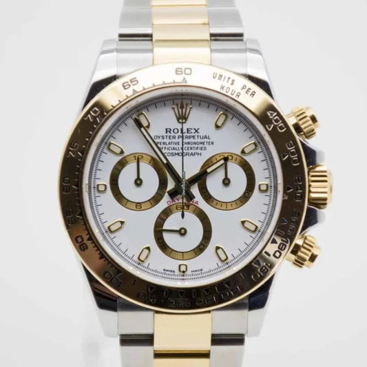 40 mm رولكس دايتونا ابيض و ذهبي سوبر كواليتي