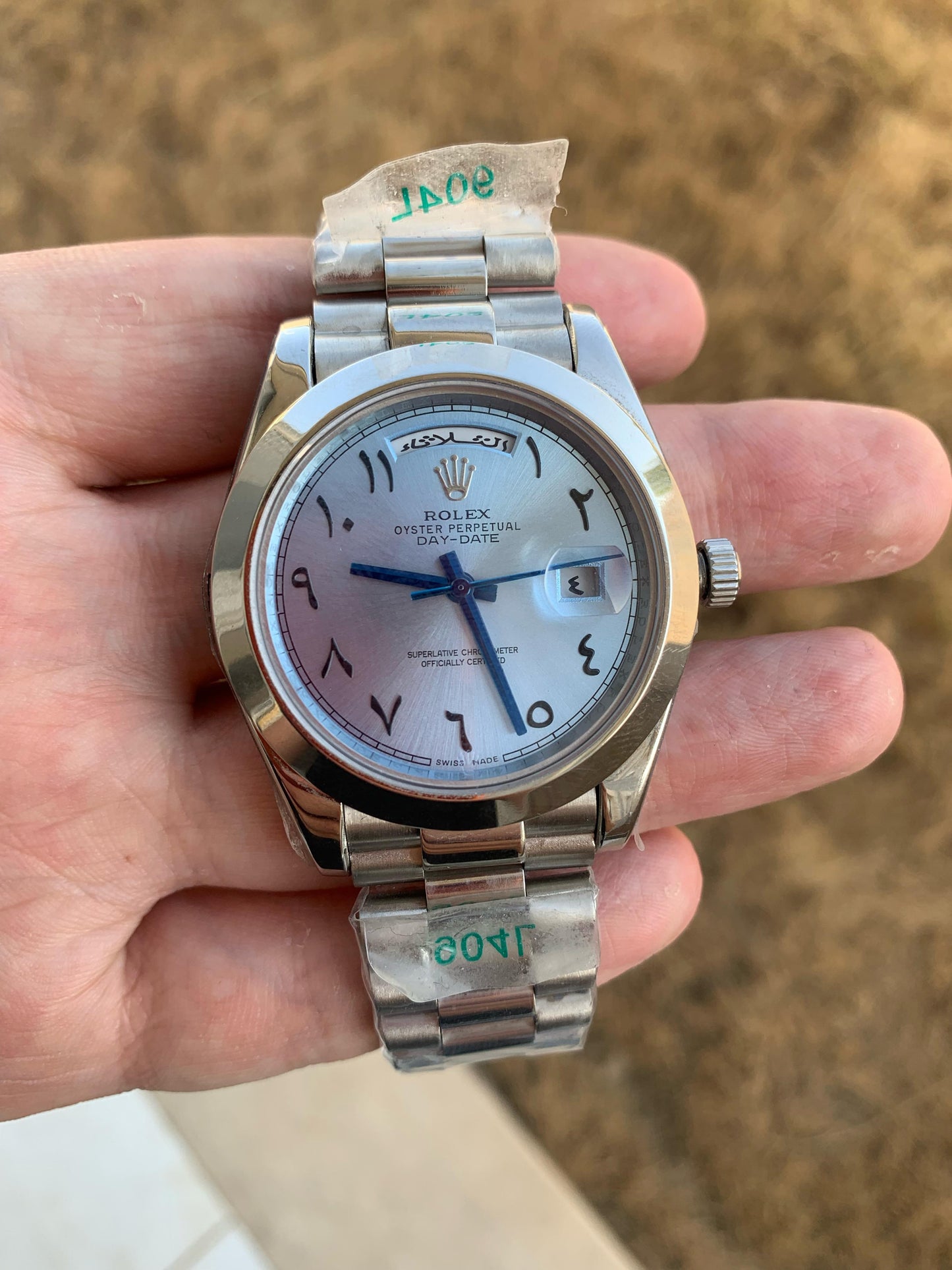 40 mm  السعر بالدينار الاردني 350 دينار -رولكس داي ديت عربي سكاي بلو - قطعة واحدة كلين تايتل