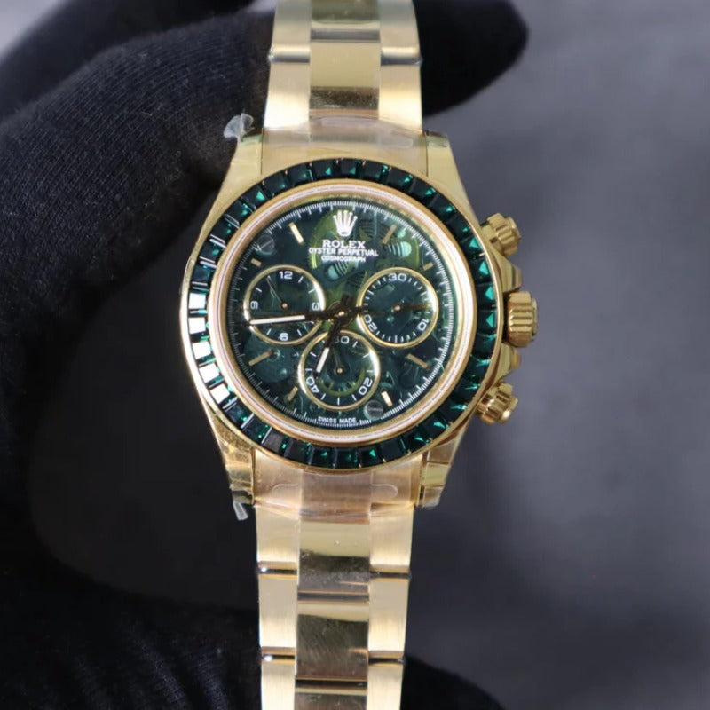 Rolex Daytona Green Ruby 40 mm -قطعة كلين طبق الأصل ماكيمة سويسري طبق الأصل متوفر حبة واحدة في كل العراق