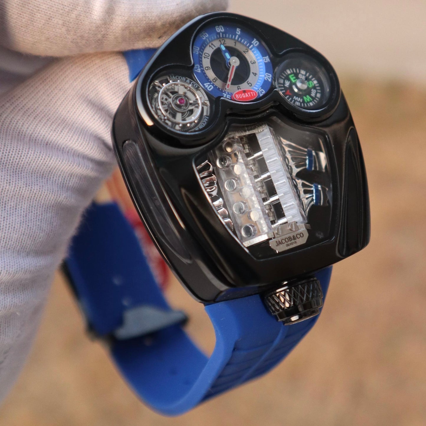 Jacob & Co - جاكوب بوجاتي شيريون كلين ستراب كحلي