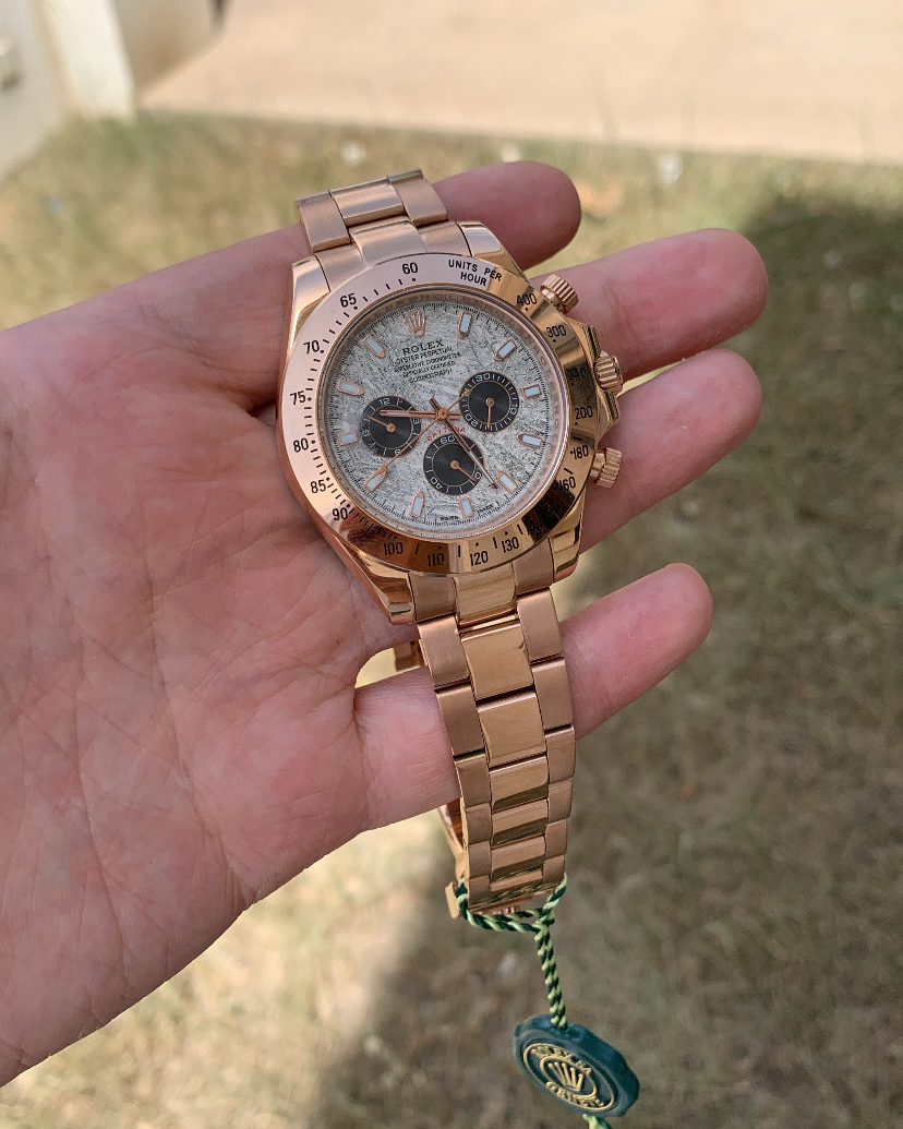 40 mm رولكس دايتونا روز جولد قرص ماربل رمادي