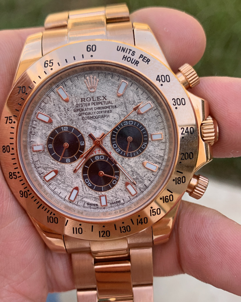 40 mm رولكس دايتونا روز جولد قرص ماربل رمادي