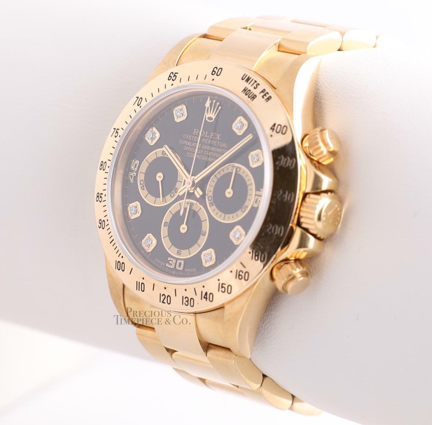 40 mm رولكس دايتونا ذهب أصفر بقرص أسود وأرقام ألماس