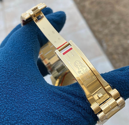 حبة واحدة في العراق- رولكس داي ديت فول ذهب اصفر طلاء ١٨ - الساعة طبق الأصل برقم تسلسلي اصلي و ماكينة سويسري مطابقة للأصل