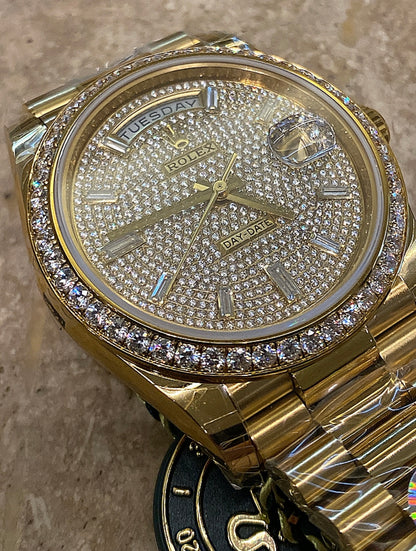 رولكس دايت ديت يالو جولد باڤيد دايال- ماكينة سويسري طبق طبق الأصل