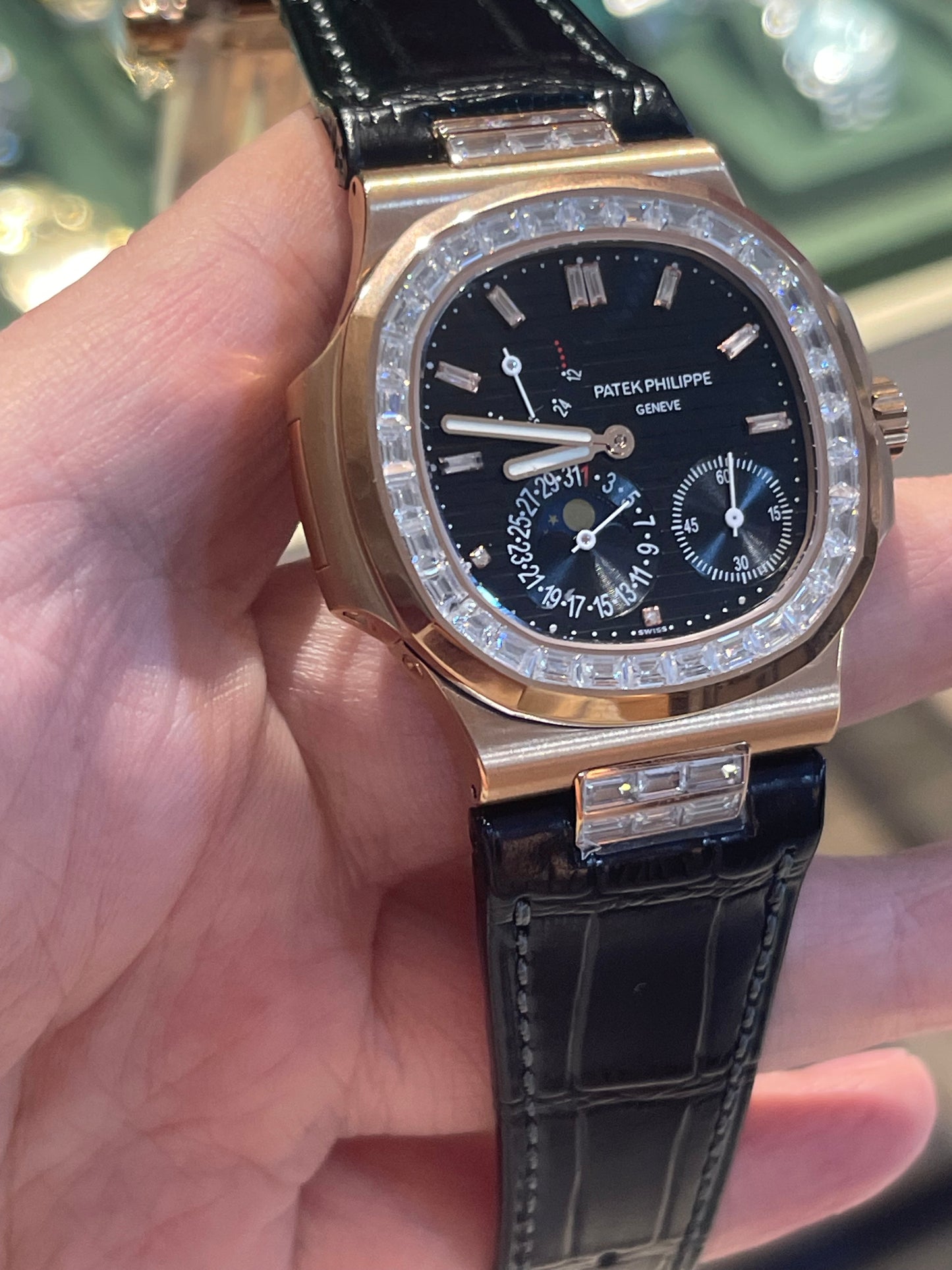 باتيك فيليب 5712 كلين طبق الأصل لا تميز عن الأصلية- ستراب اسود