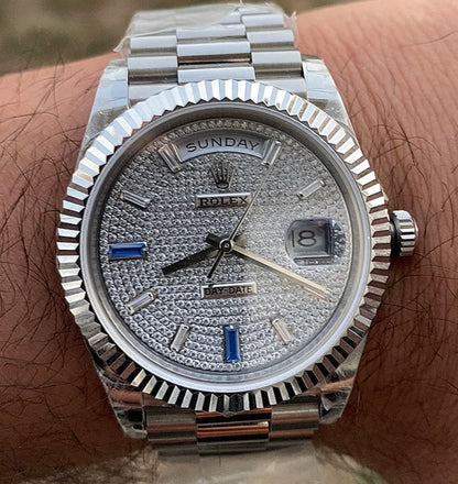 Rolex DayDate Pave Dial - كلين ماكينة طبق الاصل و رقم تسلسلي