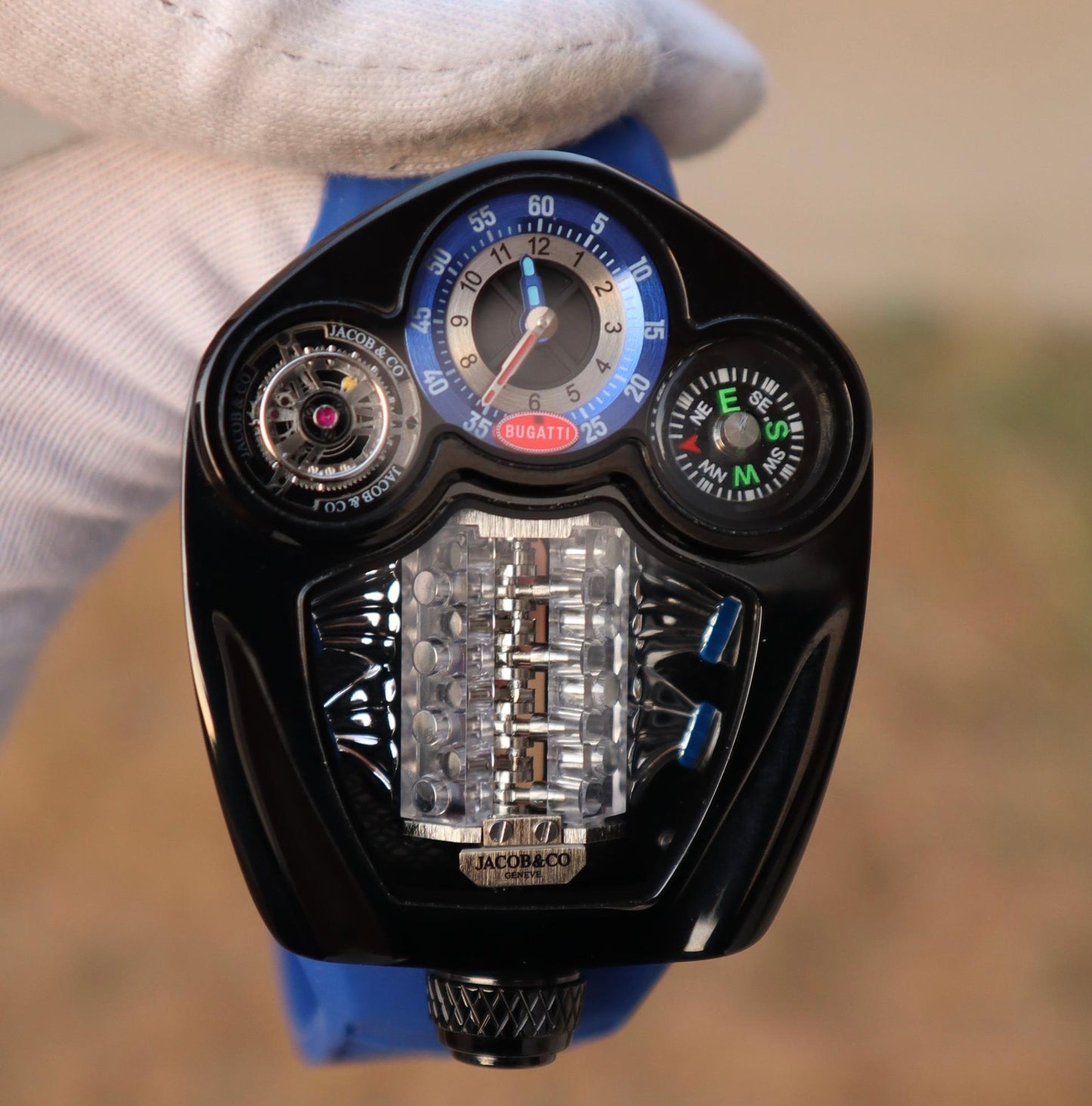 Jacob & Co - جاكوب بوجاتي شيريون كلين ستراب كحلي