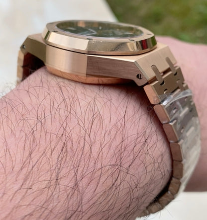 AP Chronograph- اي بي كلين روز جولد طبق الاصل تعقيدة الماكينة كرونو مطابقة للاصلية