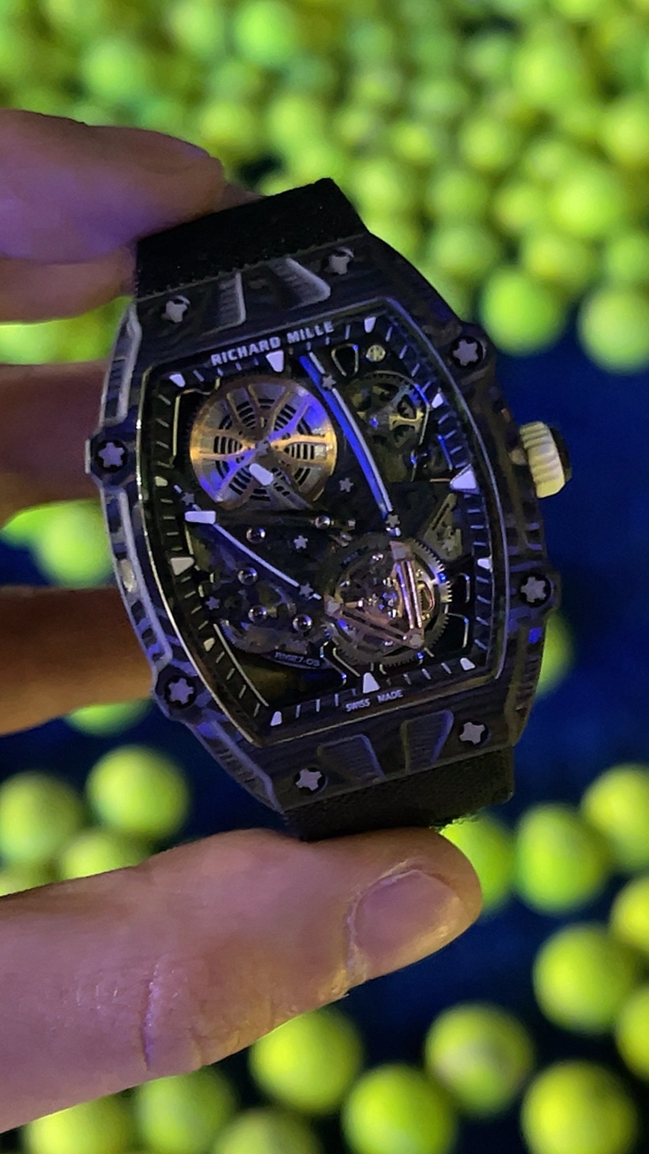 Richard Mille 27-03. Carbon Fiber- اخف ساعة بالعالم قطعة وحدة كلين طبق الاصل و الوزن