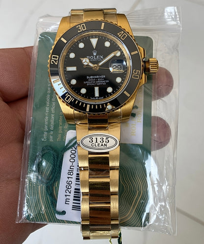 رولكس سابمارينر فول جولد - ذهب ١٨ طلاء - ماكينة سويسري بيزل سيراميك كلين طبق الأصل