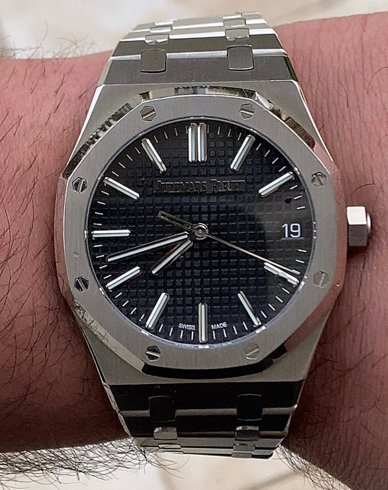 AP Royal Oak black dial - حبة وحدة مستحيل تميزها عن الاصلية