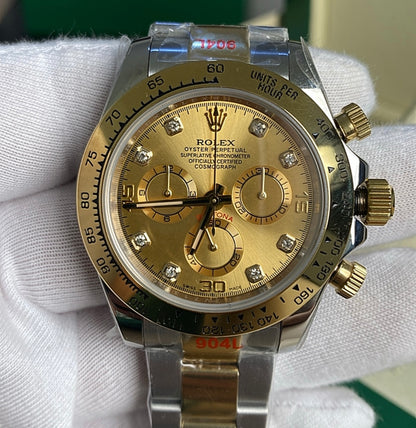 رولكس دايتونا ستيل و ذهب اصفر مينا ذهب  كلين - ذهب طلاء عيار ١٨  ليعطي نفس لمعان الأصلي