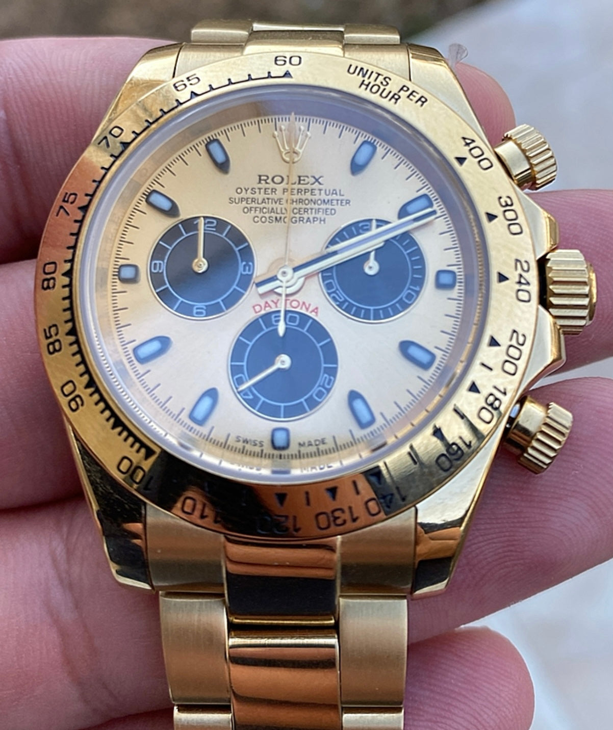 رولكس دايتونا يالو جولد - كلين طبق الاصل كوزمو جراف ماكينة حركة سويسري