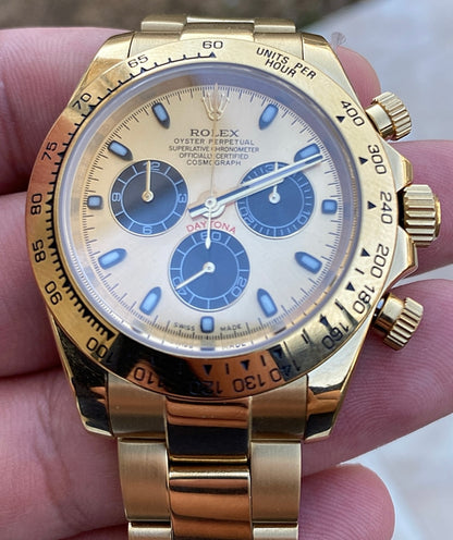 رولكس دايتونا يالو جولد - كلين طبق الاصل كوزمو جراف ماكينة حركة سويسري