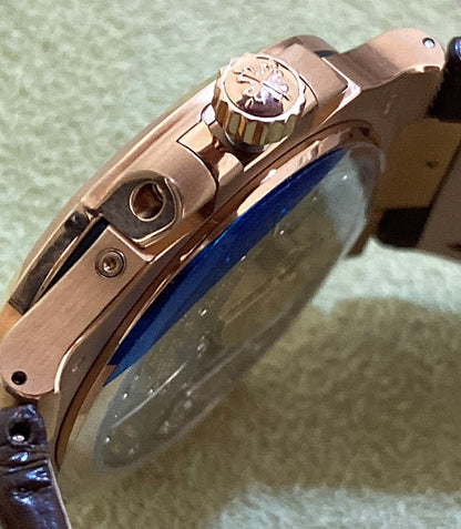 40.5 mm باتيك فيليب نوتيلوس مون فايز و باور ريزيرف – دايموند – جلد بني – نسخة كلين
