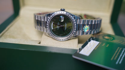 40 mm رولكس داي ديت دايموند عربي مينا اخضر اومبريه زيتوني - كلين تايتل