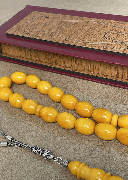 قطعة واحدة سبحة كهرب  ألماني  كبس، حجر كهرب خام طبيعي ١٠٠ بال ١٠٠ من دون اية مواد مضافه