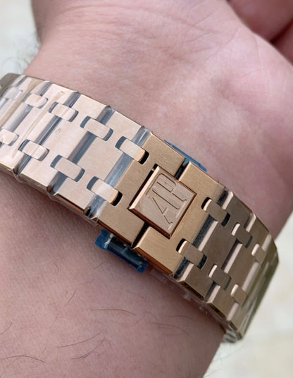 AP Chronograph- اي بي كلين روز جولد طبق الاصل تعقيدة الماكينة كرونو مطابقة للاصلية