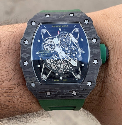 RM 35-02 RAFA - ريتشارد ميل اصدار ليميتد رافايل نادال لون ارمي (السعر بالاردني 550 دينار واصلة لعمان)