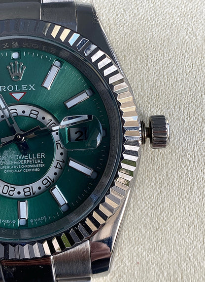42 mm  رولكس سكاي دولر جرين ديل - الساعة كلون ١٠٠٪؜