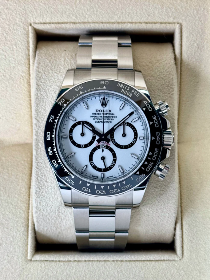 40 mm رولكس دايتونا باندا مينا أبيض وبازل أسود