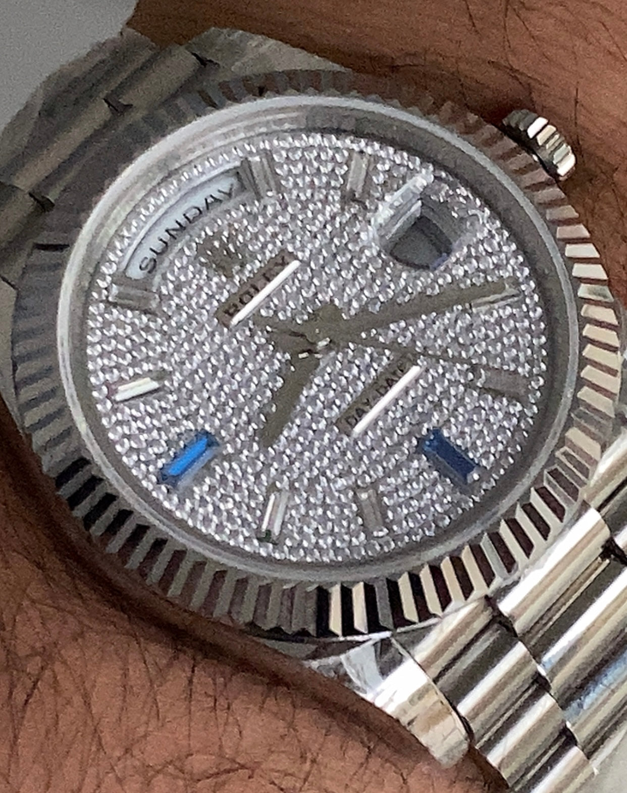 Rolex DayDate Pave Dial - كلين ماكينة طبق الاصل و رقم تسلسلي