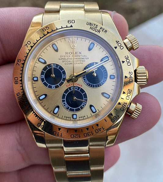 رولكس دايتونا يالو جولد - كلين طبق الاصل كوزمو جراف ماكينة حركة سويسري