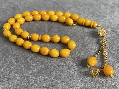 سبحة كهرب ألماني كبس - ذهب صافي عيار ٢١ ( ليس طلاء )