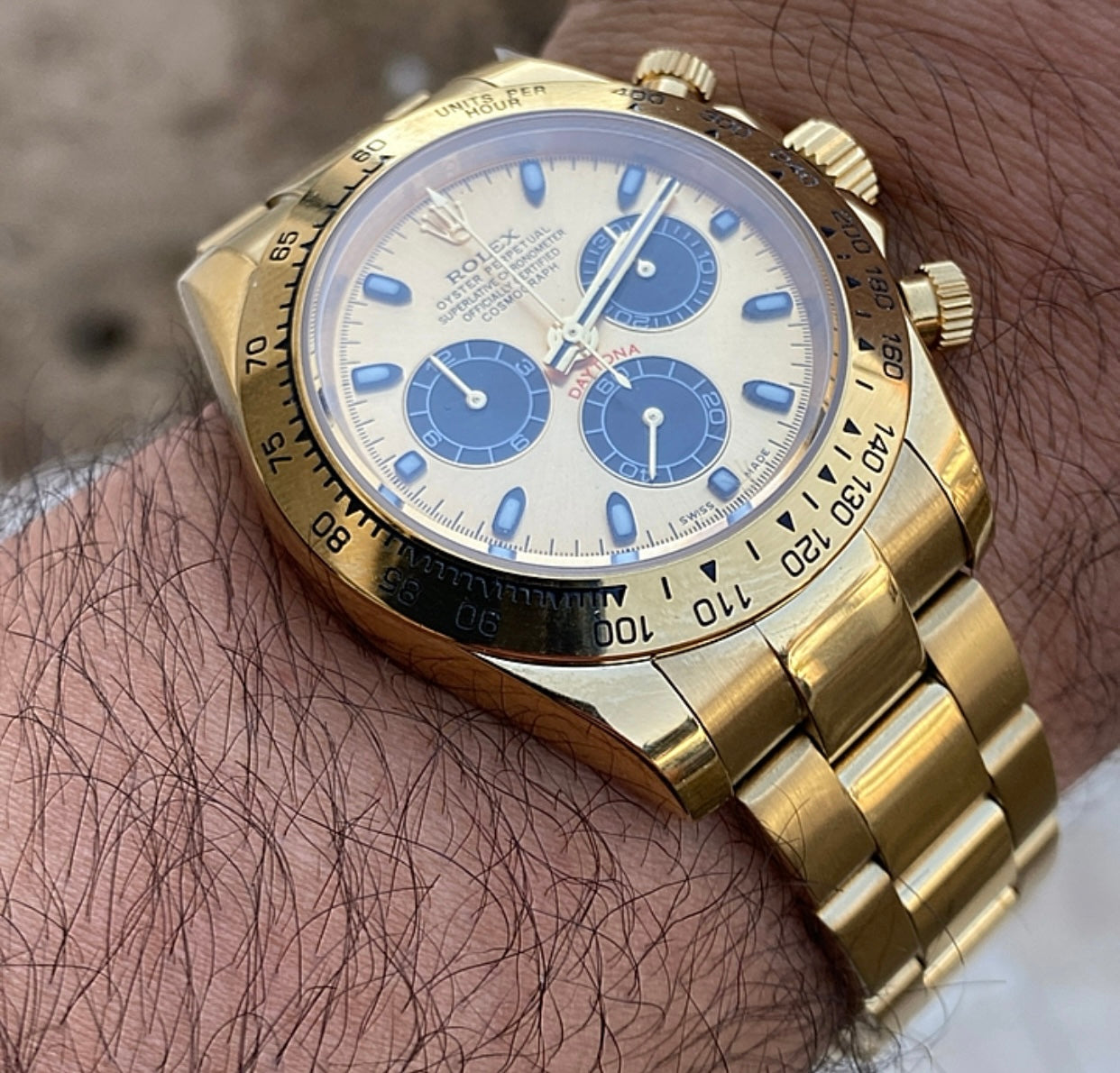 رولكس دايتونا يالو جولد - كلين طبق الاصل كوزمو جراف ماكينة حركة سويسري