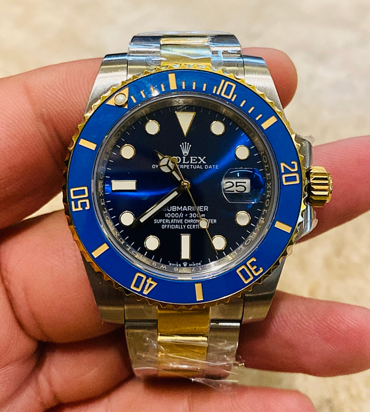 رولكس سابمارينر تو تون دايل و بيزيل ازرق - كلين طبق الاصل ماكينة سويسري