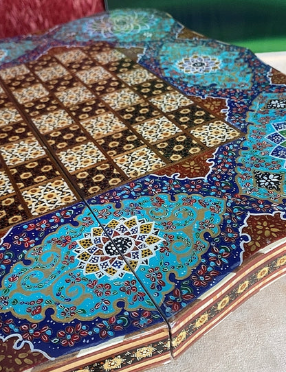 تحفة فنية صناعة يدوية - طاولي و شطرنج رسمة واحدة فقط يعني الحبة الوحيدة في العراق - احجار الطاولي و الشطرنج صناعة يدوي  بادق التفاصيل (t3)