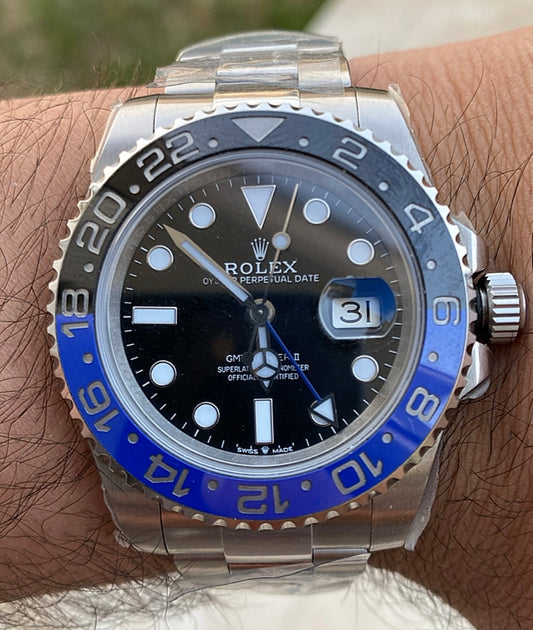 رولكس باتمان سير اويستر - مصنع كلين طبق الاصل - لا يمكن تميزها على يدك - سيريال محفور حقيقي- ماكينة مطابقة للاصلية - سيراميك مطابق مية بالمئة - تعقيدة جي ام تي مثل الاصلية