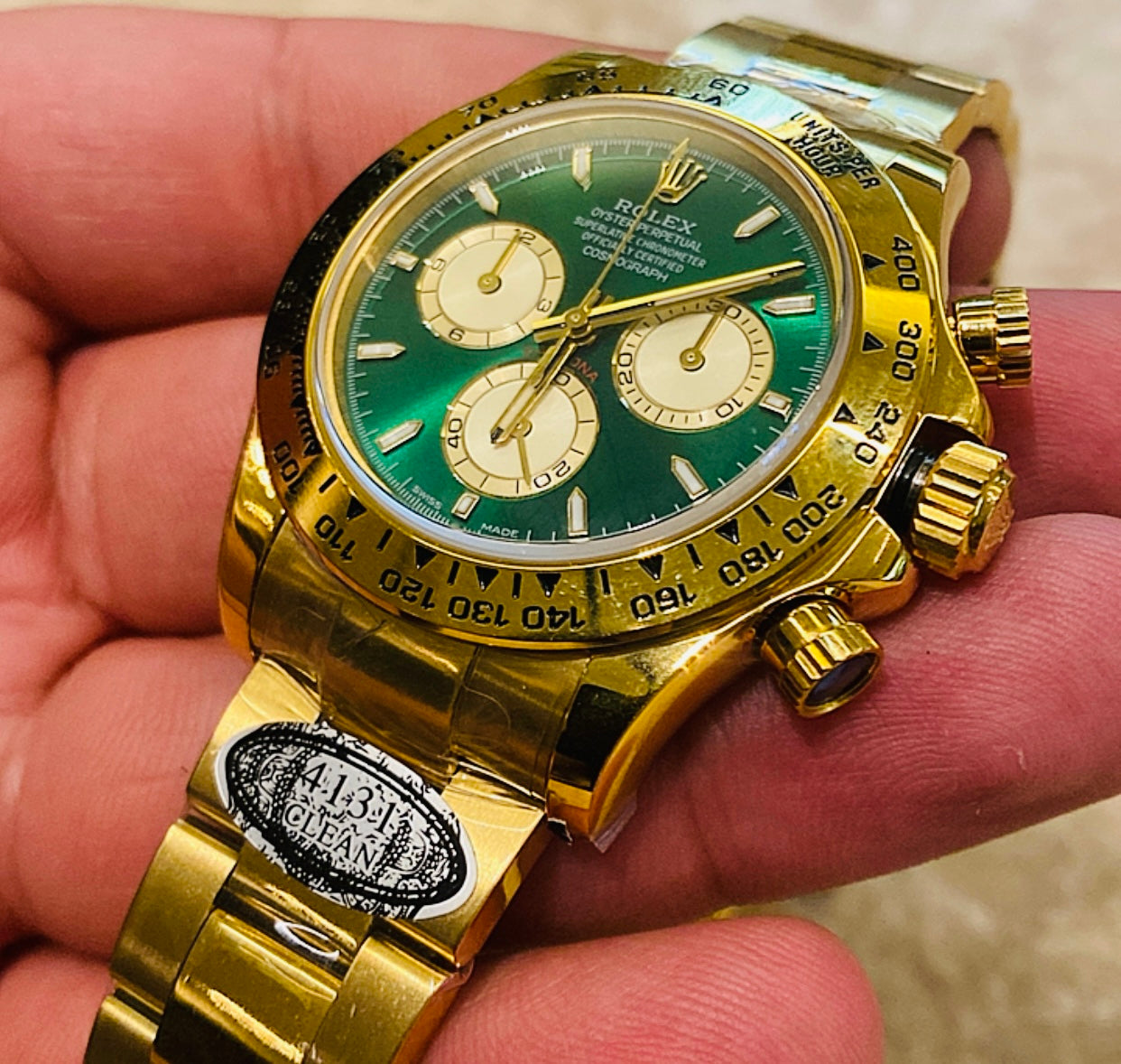 رولكس دايتونا يالو جولد مينا اصفر- كلين طبق الأصل ماكينة سويسري كورمو جراف