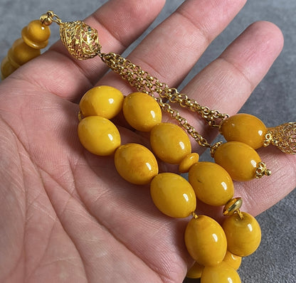 سبحة كهرب ألماني كبس - ذهب صافي عيار ٢١ ( ليس طلاء )