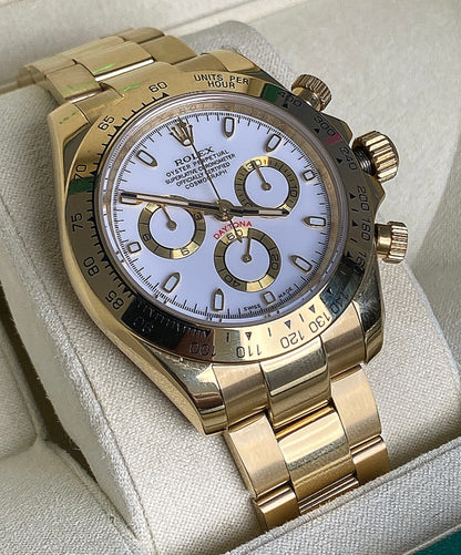 رولكس دايتونا ذهب اصفر مينا ابيض كلين - ذهب طلاء عيار ١٨  ليعطي نفس لمعان الأصلي
